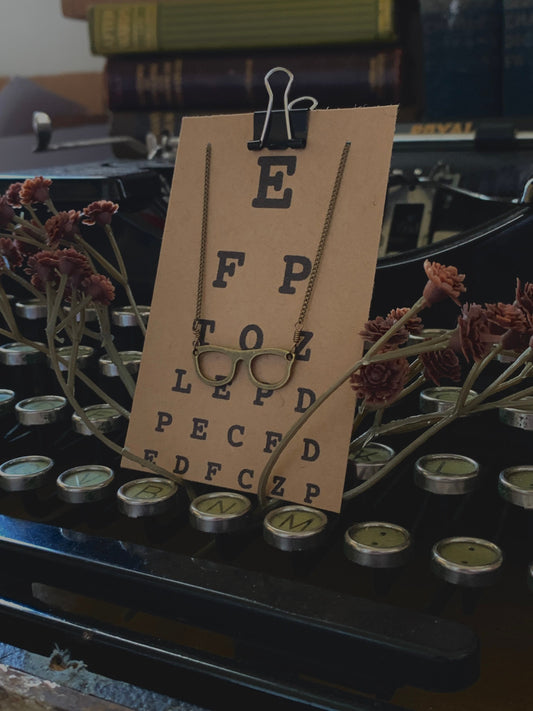 Eyeglass Charm Necklace, Optometry Jewelry in silver or bronze, Unique Gift for Vision Lovers & Doctors, Four Eyes Are Better Than None