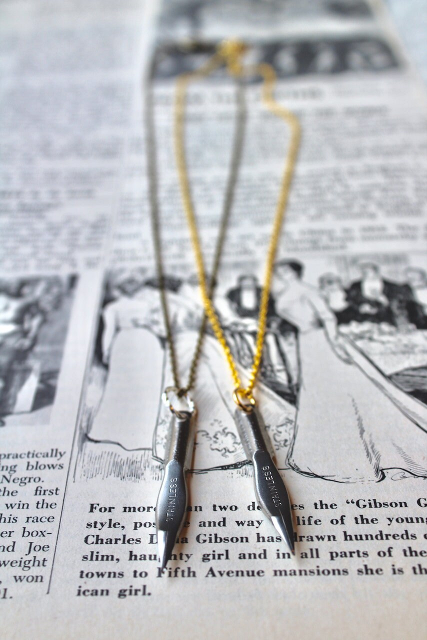 Vintage empire pen co. calligraphy pen necklace, stainless steel, no. 21, pen nib necklace, vintage pen nib, writer gift, calligraphy gift