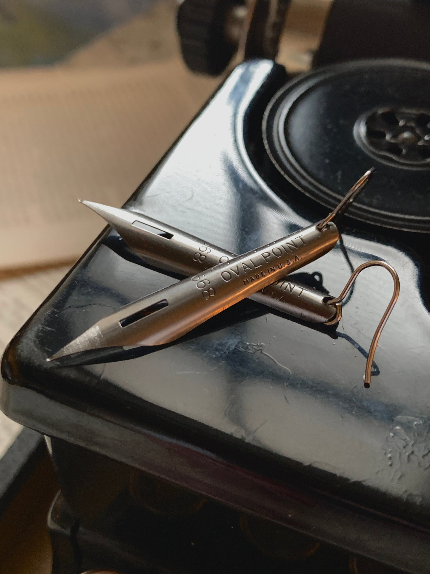 Vintage Esterbrook Pen Nib Earrings, Light Gunmetal, Dark Academia-Inspired Jewelry for Writers & Book Lovers, Narrow Kite Shape