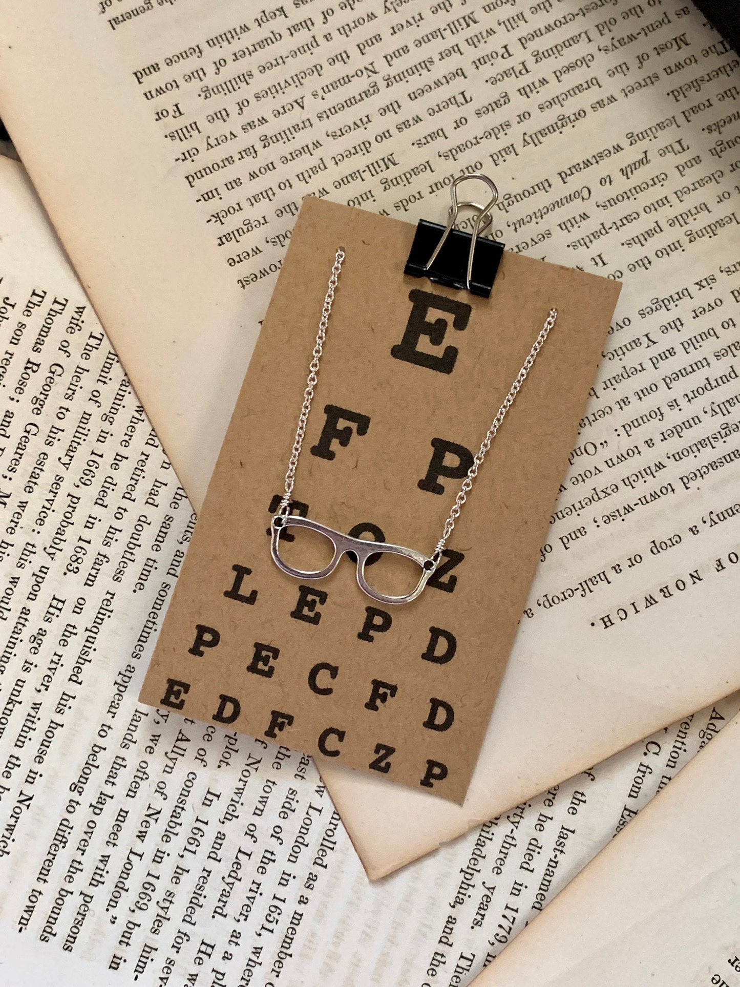 Eyeglass Charm Necklace, Optometry Jewelry in silver or bronze, Unique Gift for Vision Lovers & Doctors, Four Eyes Are Better Than None