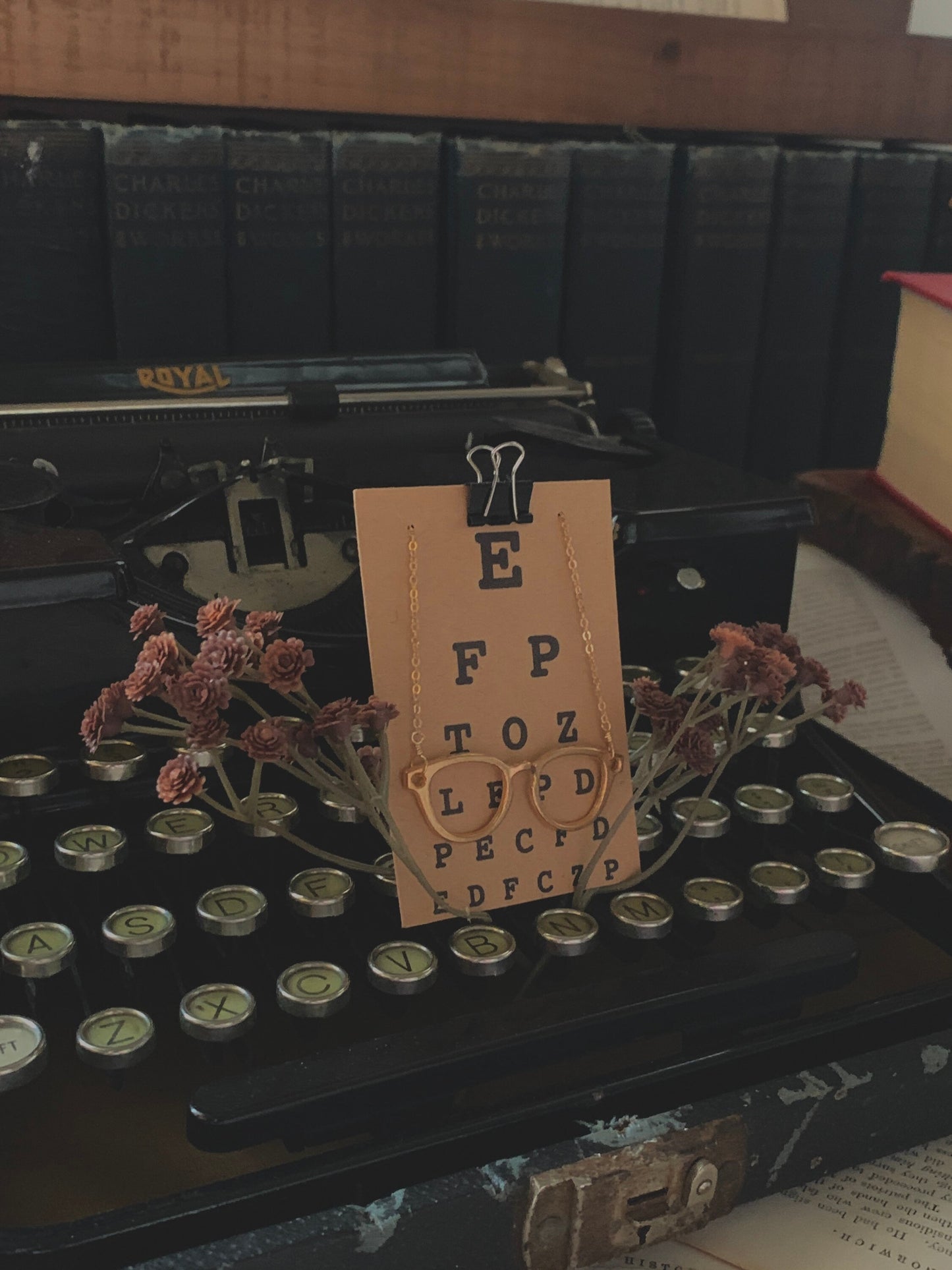 Eyeglass Charm Necklace, Optometry Jewelry in Silver or Bronze, Unique Gift for Eyeball lovers, There's No Such Thing As Scratch Proof