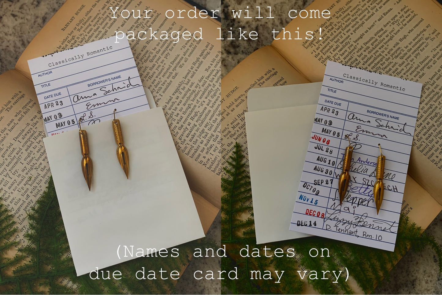 Line and curve designed vintage pen nib earrings