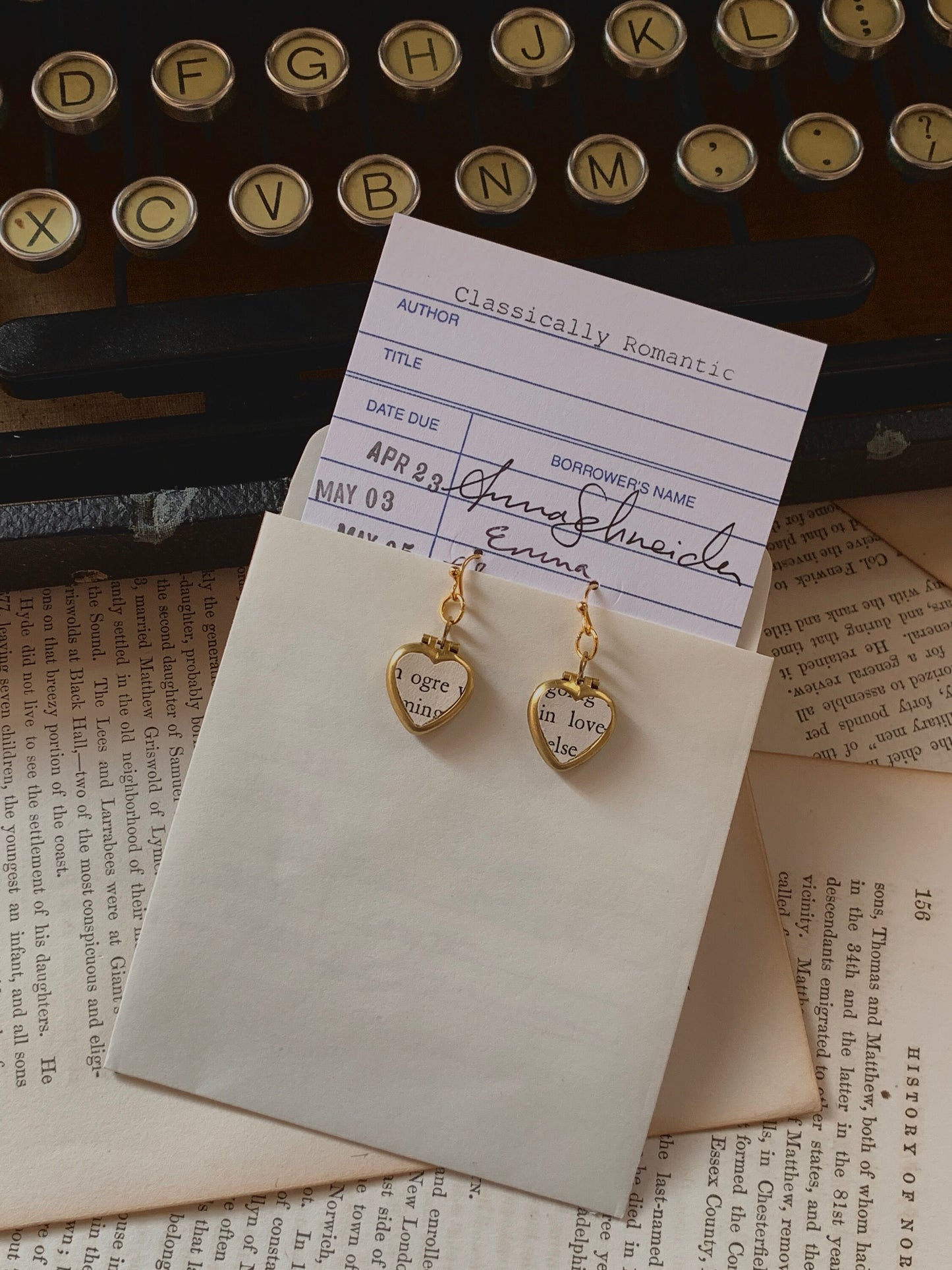 Funny locket earrings, heart locket earrings, ogre earrings, vintage paper locket, dark academia gift, book gift, movie gift