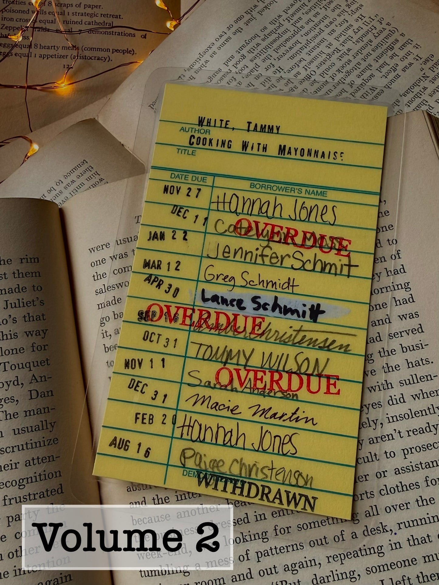 Cooking With Mayonnaise retro yellow library due date card bookmark, laminated