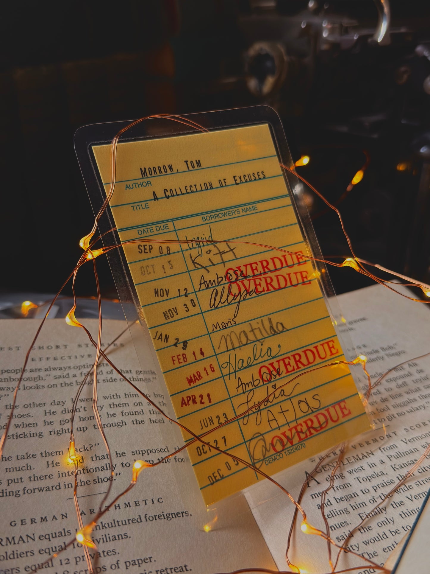 A Collection of Excuses retro yellow library due date card bookmark, laminated