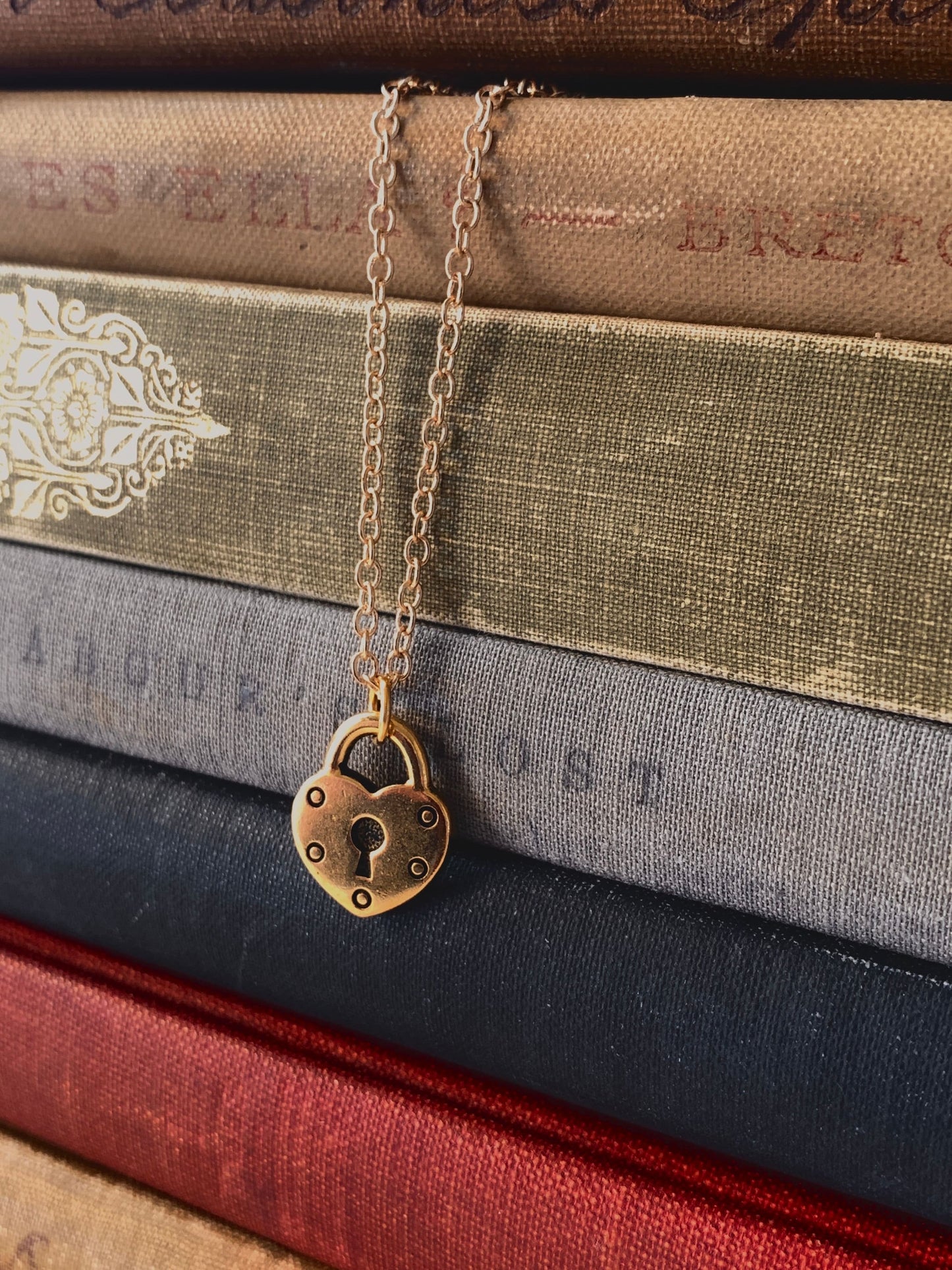 Gold plated heart lock charm necklace, heart jewelry, key hole necklace, dark romance jewelry, girlfriend jewelry, minimalist necklace