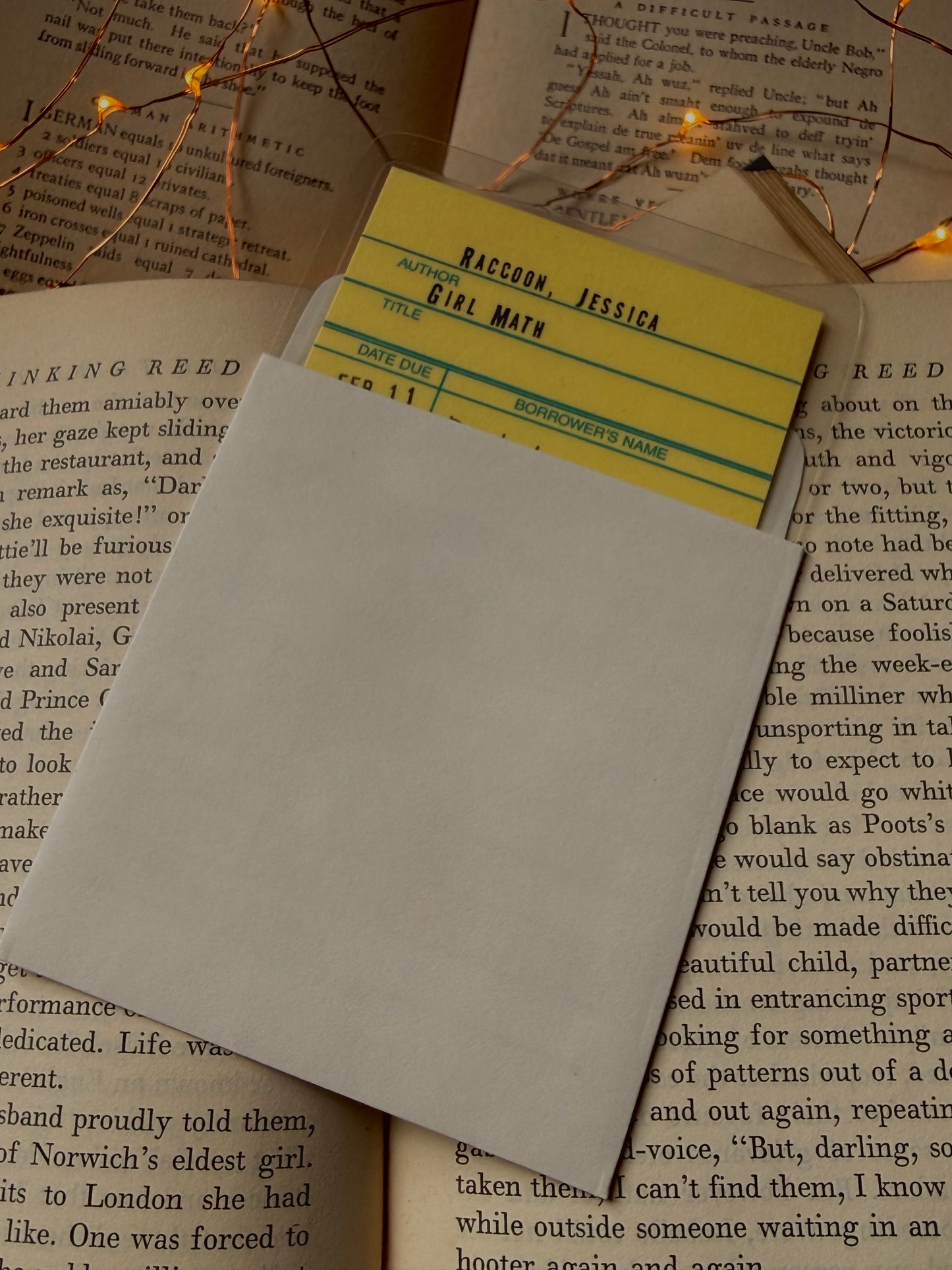 Girl Math retro yellow library due date card bookmark, laminated
