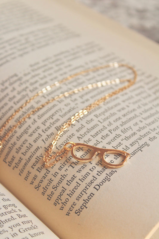 Eyeglass Charm Necklace, Optometry Jewelry in Gold, Unique Gift for Vision Lovers and Professionals, Eye See You Now