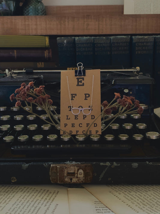 Eyeglass Charm Necklace, Optometry Jewelry in silver or bronze, Unique Gift for Vision Lovers & Doctors,  Four Eyes Are Better Than None