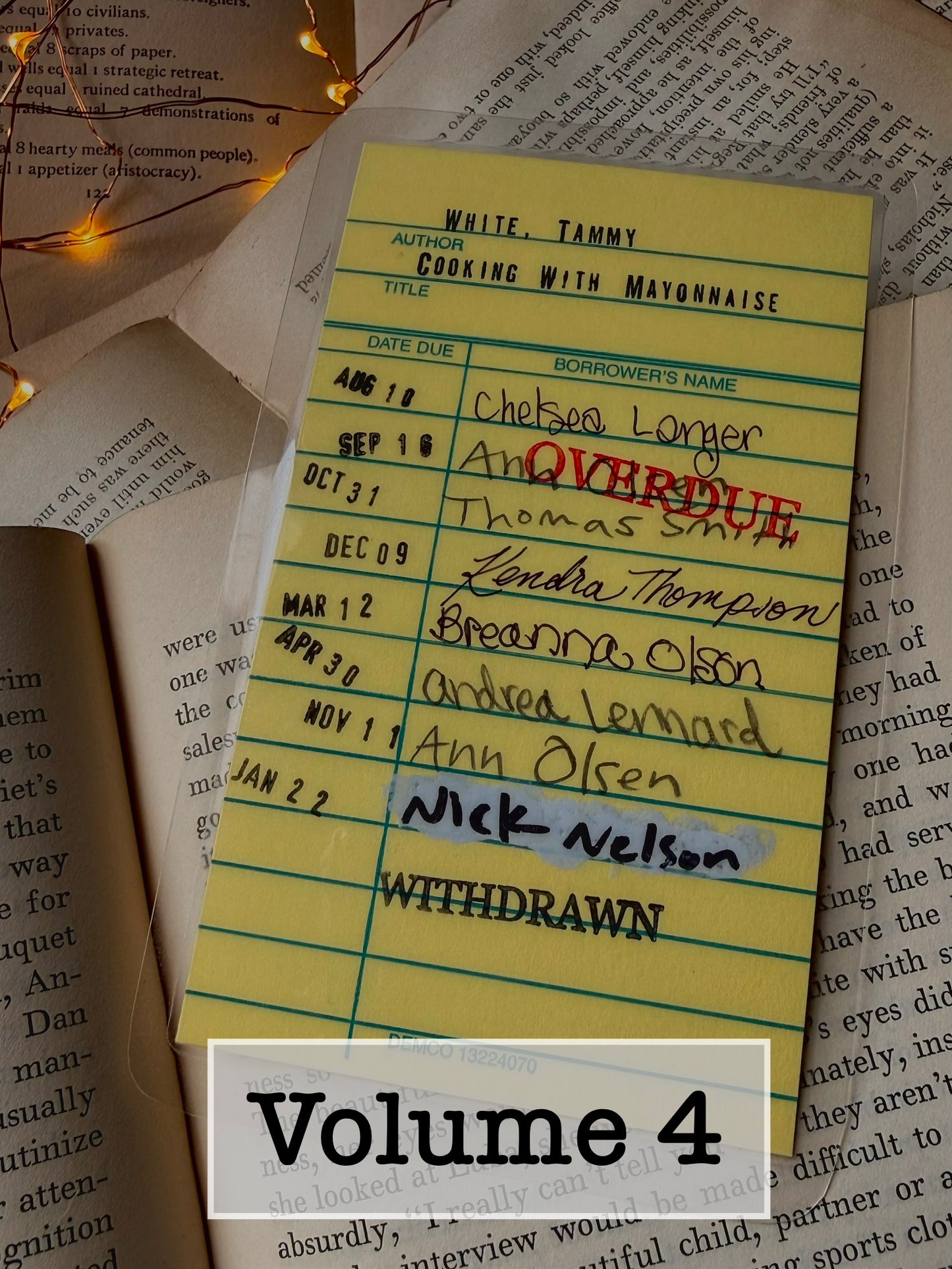 Cooking With Mayonnaise retro yellow library due date card bookmark, laminated