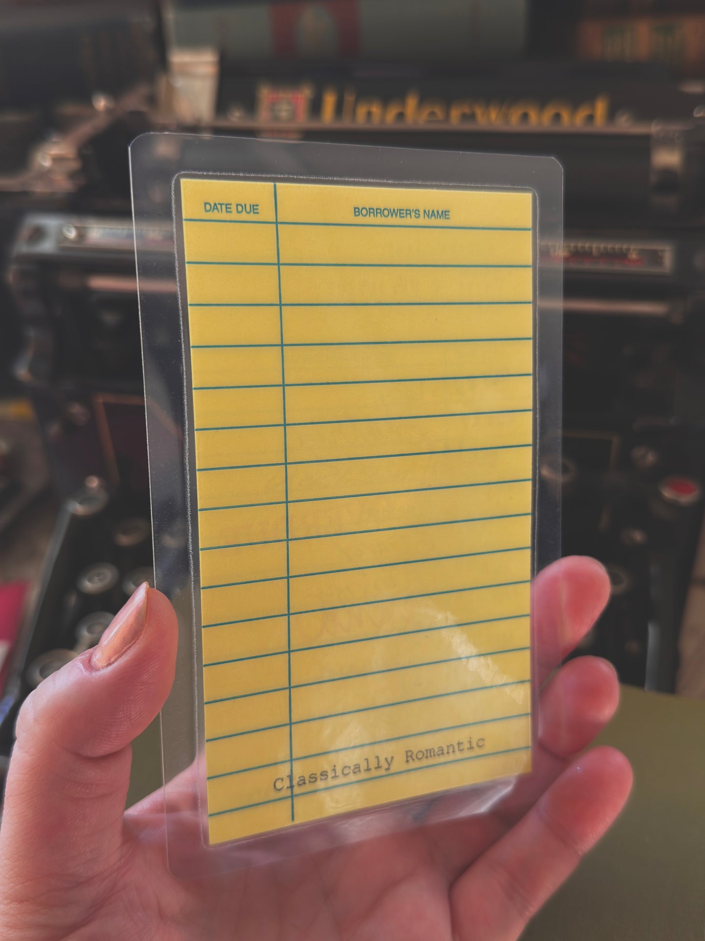 Retro yellow library borrower’s card bookmark, Pride & Prejudice
