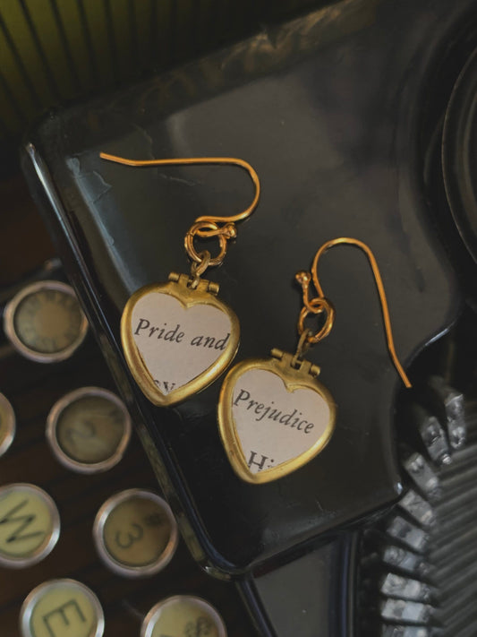 Pride & Prejudice Heart Locket Earrings – A Most Charming Trinket for Any Book-Loving Soul