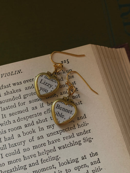 Lizzy Bennet Heart Locket Earrings, Pride & Prejudice-Inspired Jewelry