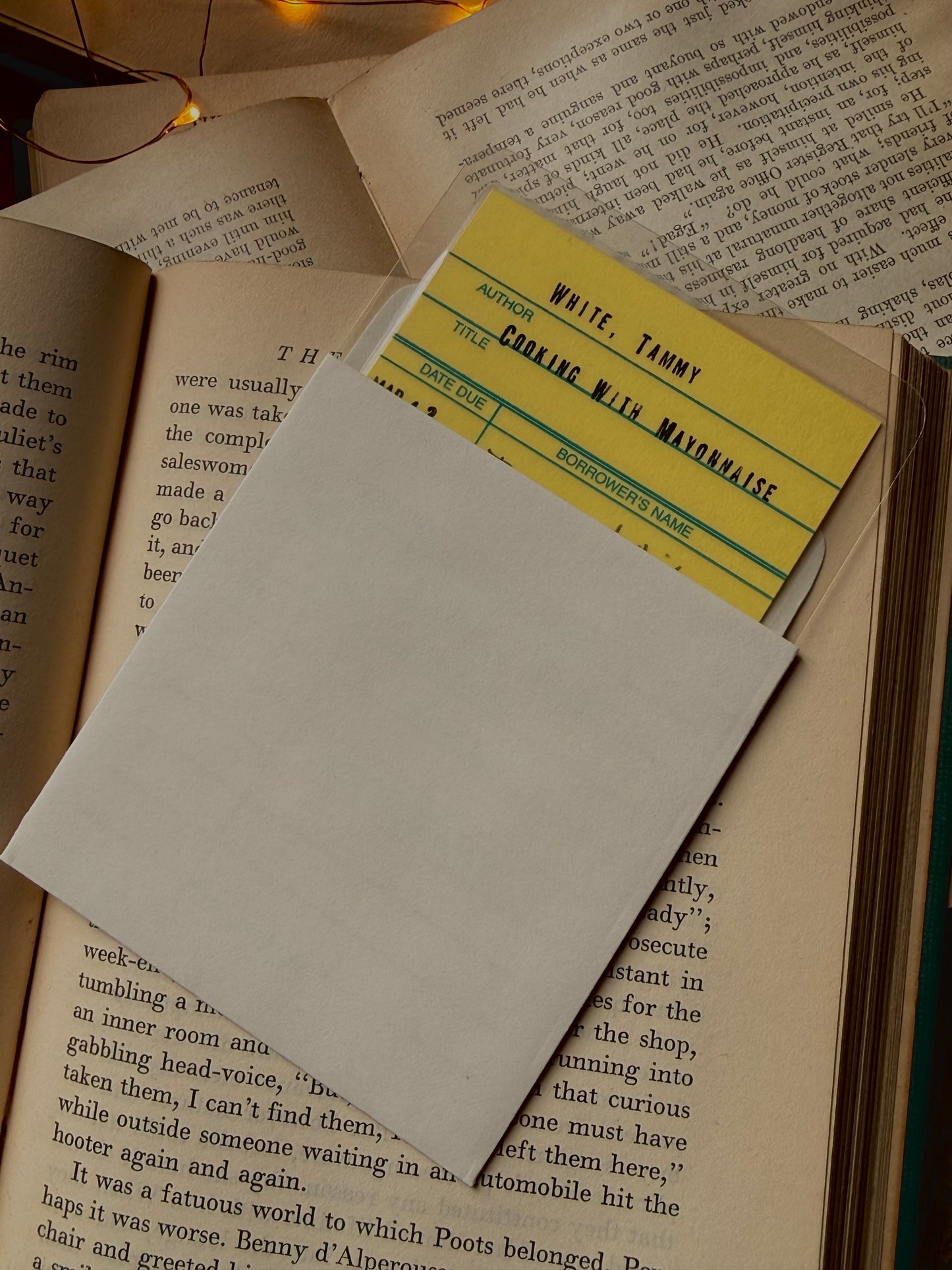 Cooking With Mayonnaise retro yellow library due date card bookmark, laminated