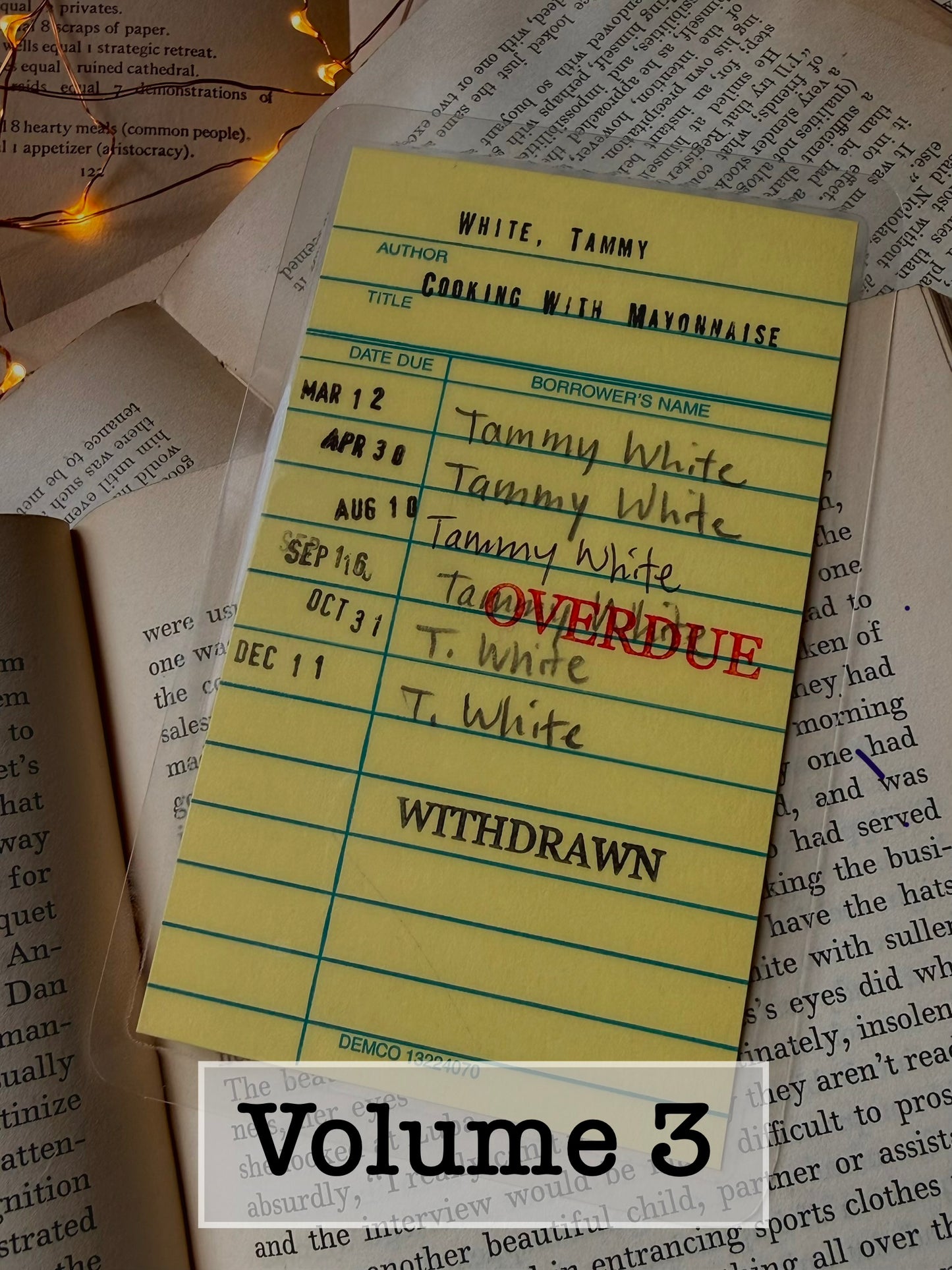 Cooking With Mayonnaise retro yellow library due date card bookmark, laminated