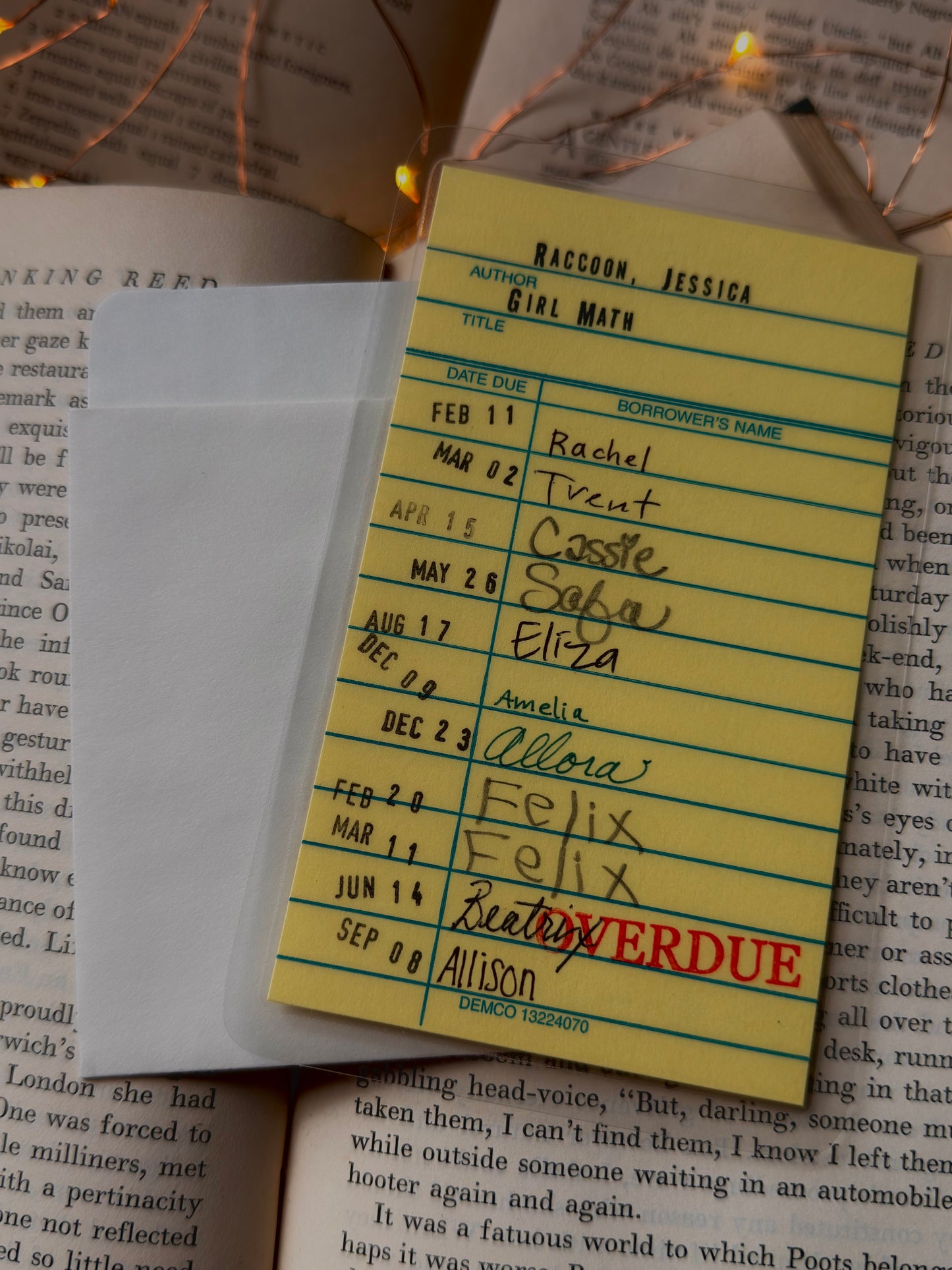 Girl Math retro yellow library due date card bookmark, laminated
