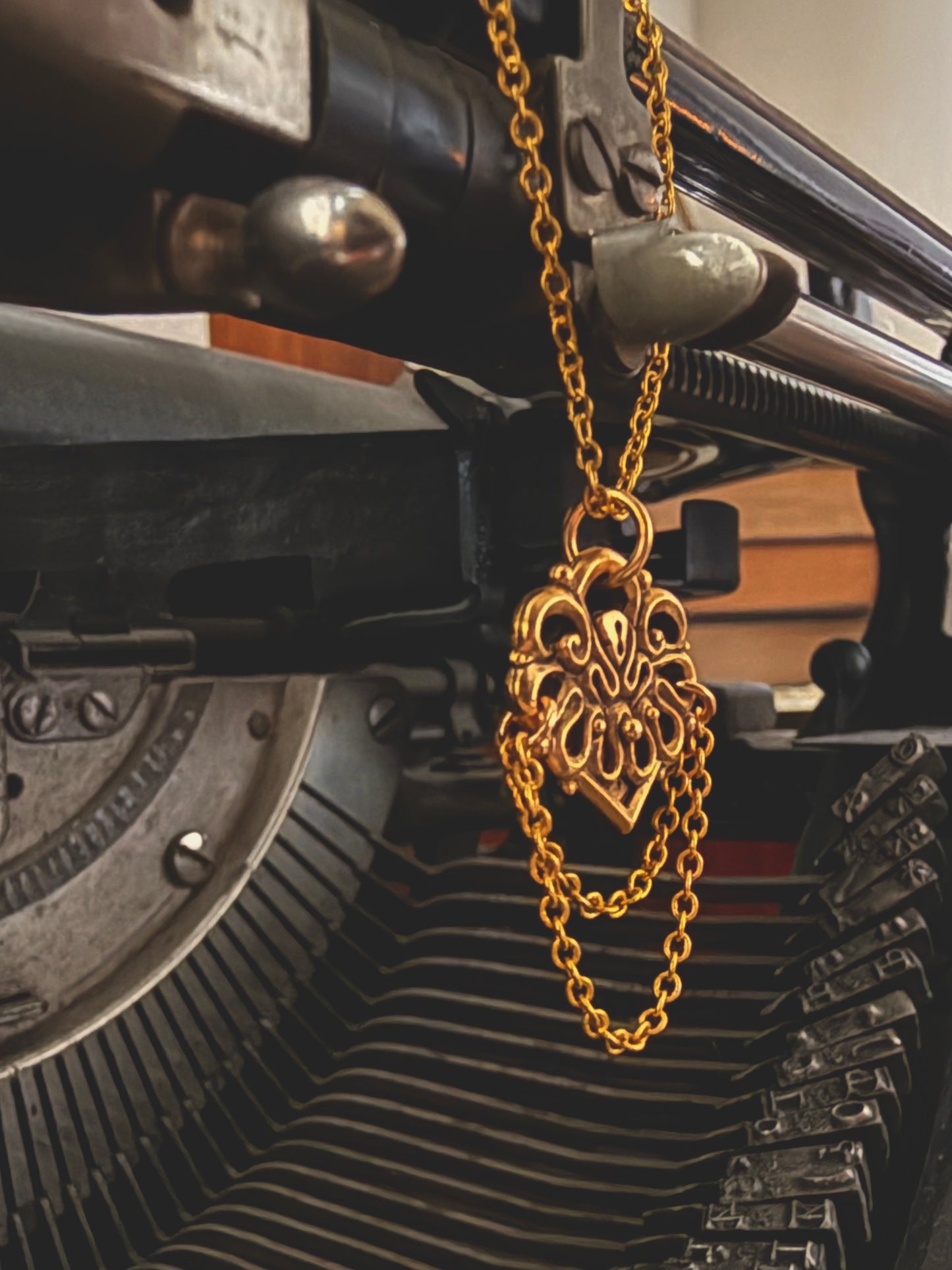 Ornate filigree and double chain necklace