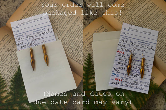 Vintage empire pen co. pen nib earrings, stainless, no. 21, pen nib earrings, vintage pen nib, calligraphy gift, writer gift, dark academia