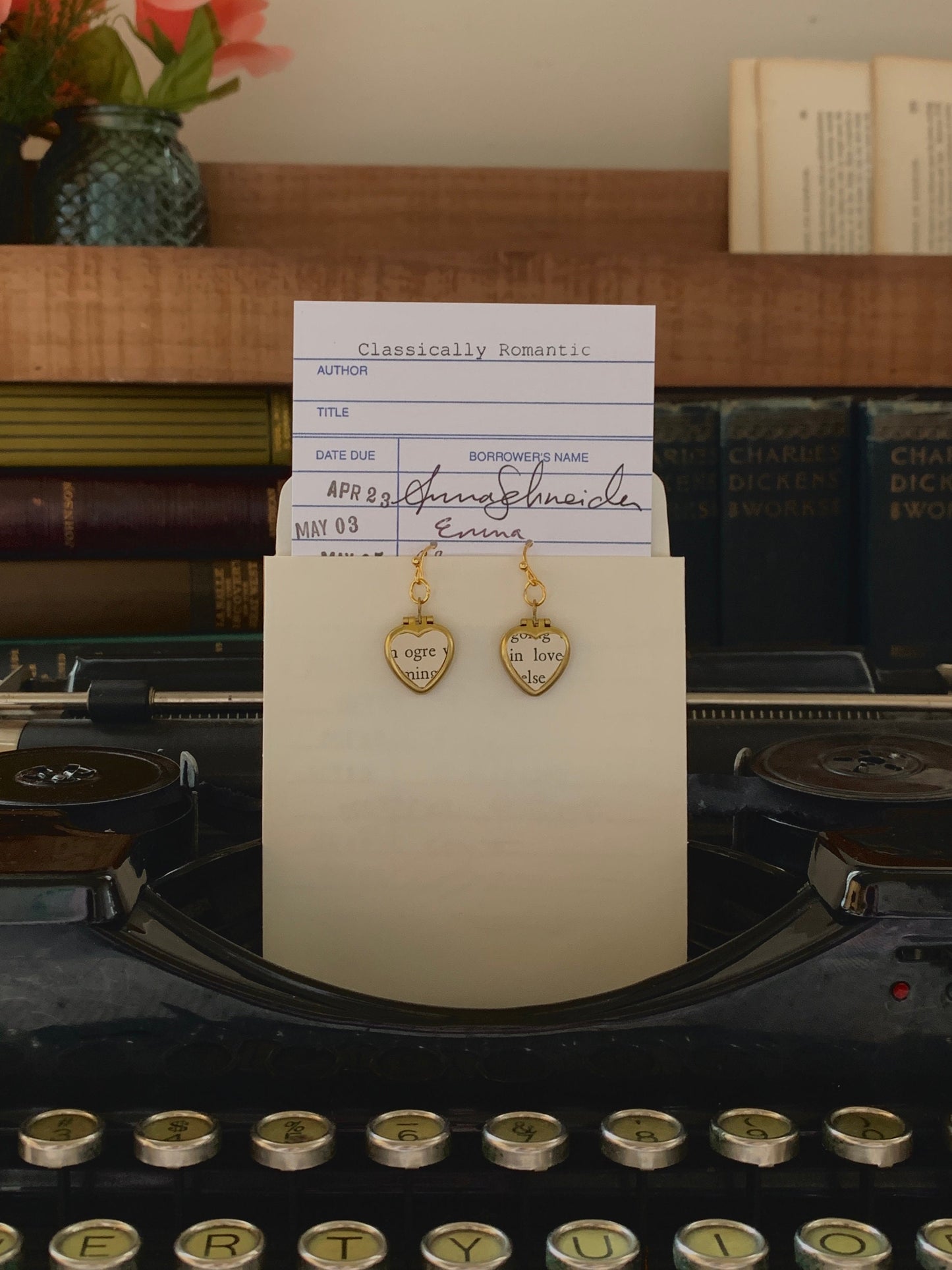 Funny locket earrings, heart locket earrings, ogre earrings, vintage paper locket, dark academia gift, book gift, movie gift