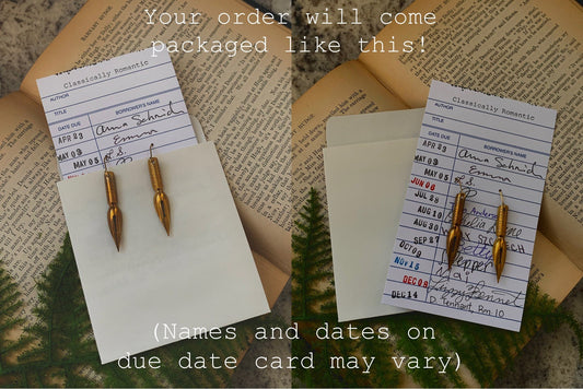 Vintage Esterbrook Pen Nib Earrings, Light Gunmetal, Dark Academia-Inspired Jewelry for Writers & Book Lovers, Narrow Kite Shape