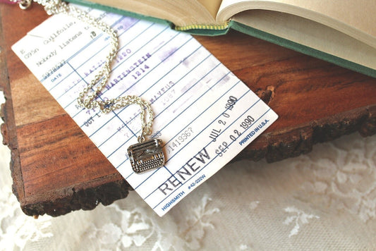 Silver typewriter charm necklace, multiple chain length options, twee accessory, writer gift, cute bookish jewelry, bookish typewriter charm