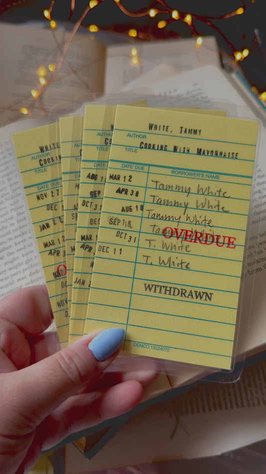 Cooking With Mayonnaise retro yellow library due date card bookmark, laminated